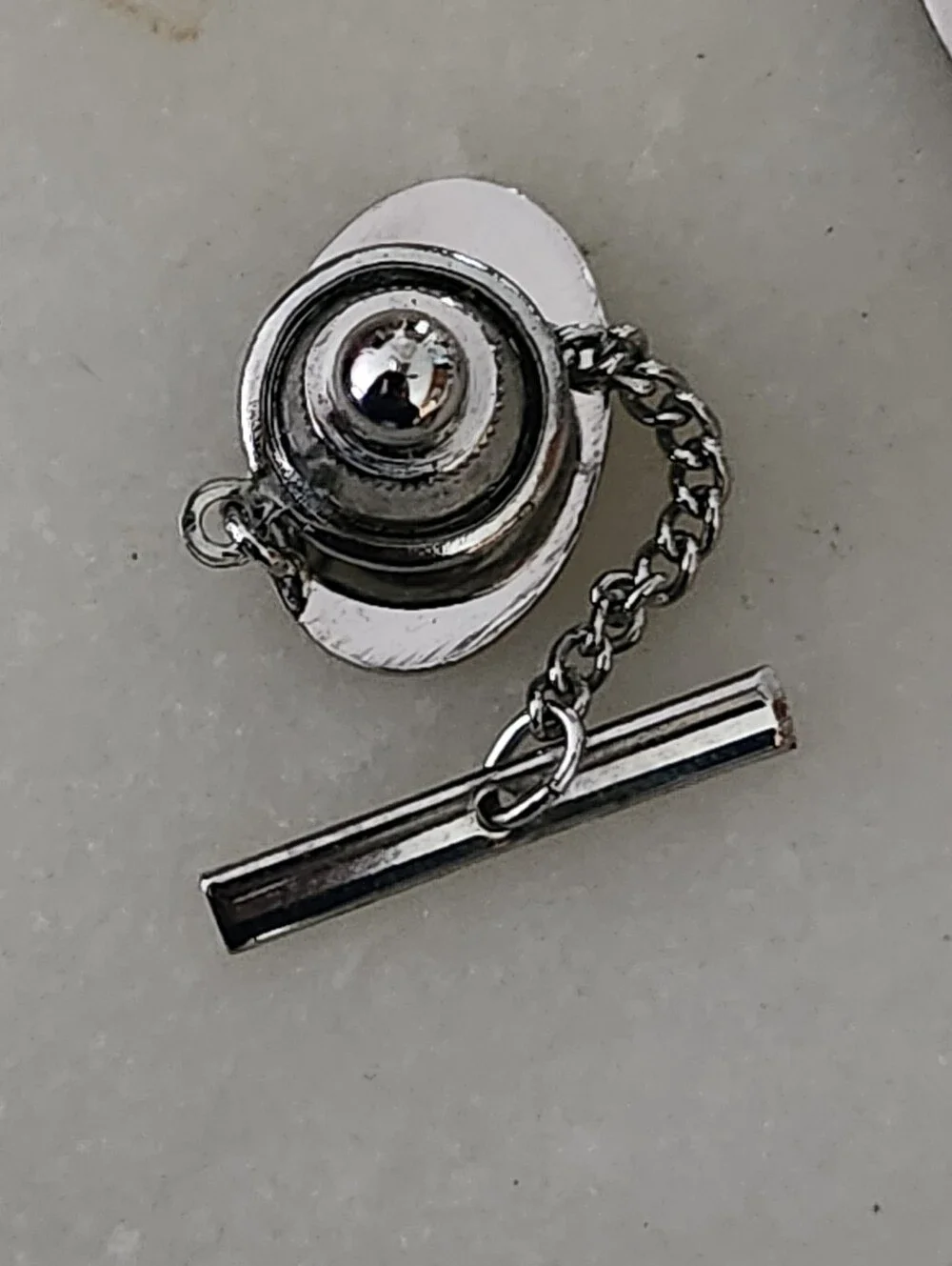 Vtg P.R.K Sterling Silver Classic Oval Etched Design Cufflinks and Tie Tack Set